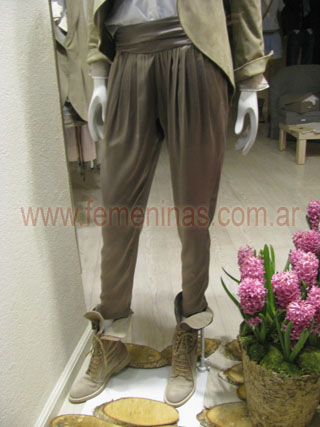 Pantalon carrot algodon gris cintura ancha BA&SH